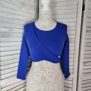 NWT bebe 3/4 sleeve surplice detail top royal blue size M